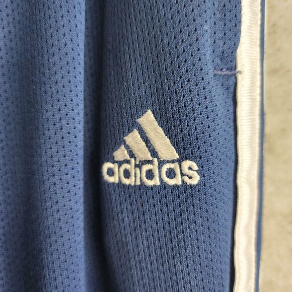 Mens Adidas Blue Athletic Track Pants w/ 3 White Stripes Hi Rise Size L - Picture 5 of 16